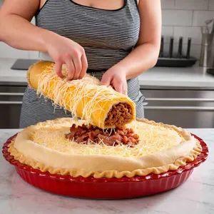 Рецепт Мясной пирог с беконом и чеддером - Сборка пирога