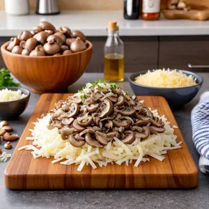 Рецепт Мясной пирог с грибами и сыром - Подготовка ингредиентов