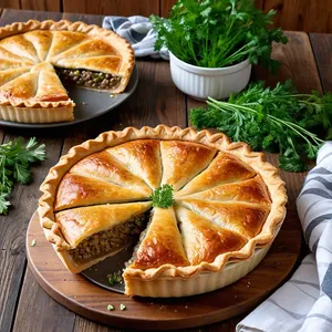 Рецепт Мясной пирог с грибами и сыром - Подача