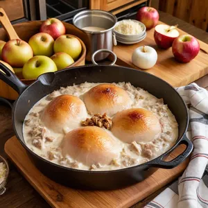 Рецепт Мясной пирог с индейкой и печеными яблоками - Добавление яблок и сливок