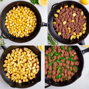 Рецепт Мясной пирог с картофелем и зеленью - Приготовление начинки