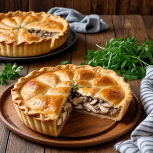 Рецепт Мясной пирог с курицей и грибами в сливочном соусе - Подача
