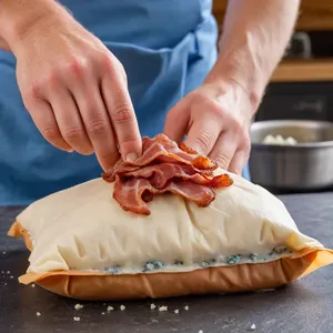 Рецепт Мясные конвертики с беконом и голубым сыром - Формирование конвертиков