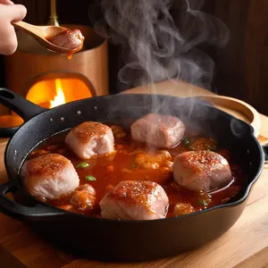 Рецепт Мясные роллы с черносливом и грецким орехом - Тушение до готовности