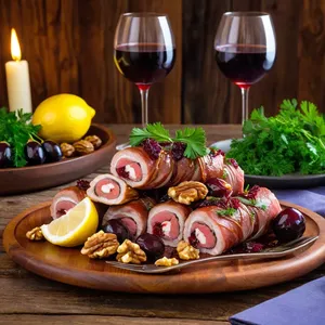 Рецепт Мясные роллы с черносливом и грецким орехом - Подача