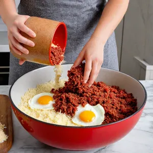 Рецепт Мясные розочки с пармезаном и вялеными томатами - Приготовление фарша