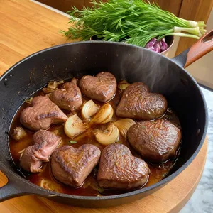Рецепт Мясные сердечки с гранатовым соусом и кедровыми орешками - Приготовление сердечек