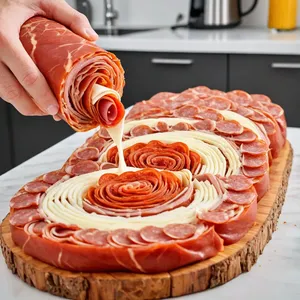 Рецепт Мясные спиральки с пепперони и моцареллой - Формирование спиралек