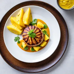 Рецепт Мясные веерки с ананасовым чатни и карри - Сборка и подача