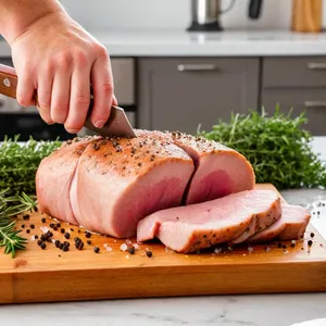 Рецепт Мясные веерки с апельсиновым чатни и тимьяном - Подготовка свиной вырезки