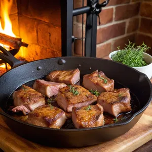 Рецепт Мясные веерки с апельсиновым чатни и тимьяном - Обжарка свиной вырезки