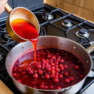 Рецепт Мясные веерки с брусничным соусом и розмарином - Приготовление брусничного соуса