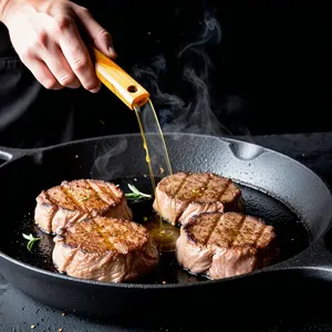 Рецепт Мясные веерки с грушевым чатни и эстрагоном - Жарка мясных веерков