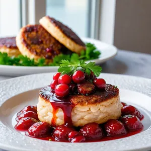 Рецепт Мясные веерки с клюквенным чатни и имбирем - Подача блюда