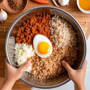 Рецепт Мясные звездочки с горчичным соусом и копченой паприкой - Приготовление фарша