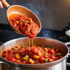 Рецепт Минестроне с авокадо и кинзой - Добавление томатов и пасты