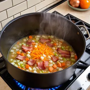 Рецепт Минестроне с беконом и розмарином - Обжаривание бекона и овощей