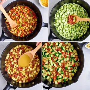 Рецепт Минестроне с беконом и розмарином - Добавление картофеля и кабачка