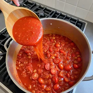 Рецепт Минестроне с брокколи и кедровыми орешками - Добавление помидоров
