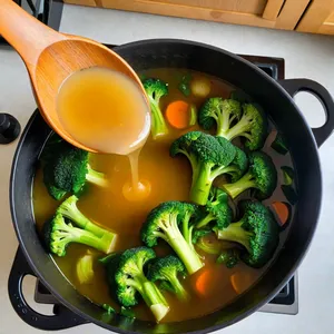 Рецепт Минестроне с брокколи и кедровыми орешками - Варка супа