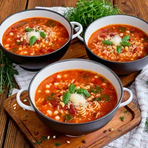Рецепт Минестроне с брокколи и кедровыми орешками - Подача