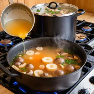 Рецепт Минестроне с грибами и шпинатом - Варка супа
