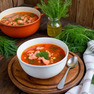Рецепт Минестроне с копченым лососем и укропом - Подача с укропом