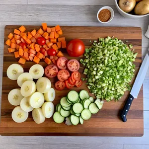Рецепт Минестроне с козьим сыром и мятой - Подготовка овощей