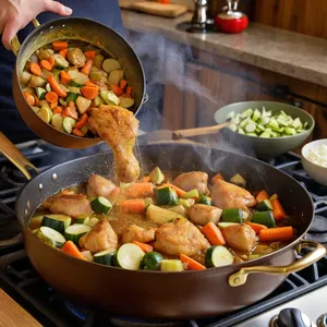 Рецепт Минестроне с курицей и сельдереем - Обжарка курицы и овощей