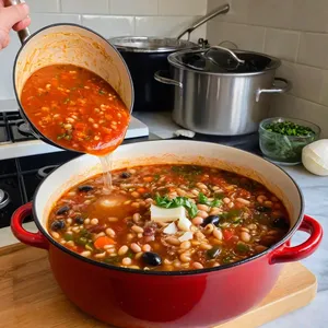 Рецепт Минестроне с моцареллой и оливками - Варка супа