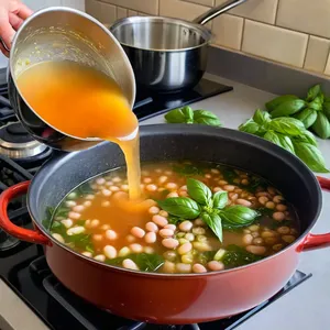 Рецепт Минестроне с вялеными томатами и цукини - Добавление бульона и фасоли