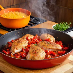 Рецепт Мини-пирожки с курицей и печеными перцами - Приготовление начинки