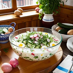 Рецепт Окрошка на айране с телятиной - Сборка окрошки