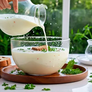 Рецепт Окрошка на квасе с копчёной форелью - Заливка квасом и подача