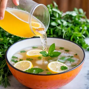 Рецепт Окрошка на квасе с копчёным лососем - Заливка квасом