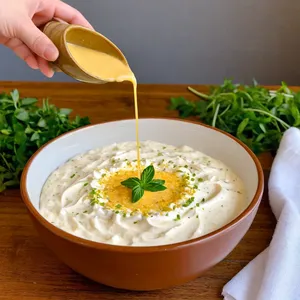 Рецепт Окрошка на квасе с копчёным угрём и грушей - Приготовление заправки