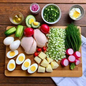 Рецепт Окрошка на минералке с курицей - Подготовка ингредиентов