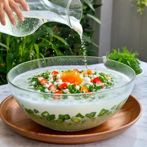 Рецепт Окрошка на минералке с курицей - Добавление минеральной воды