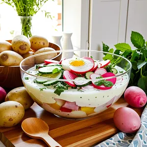Рецепт Окрошка на пахте с ветчиной - Сборка окрошки