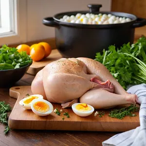Рецепт Окрошка на сыворотке с индейкой - Подготовка индейки и яиц
