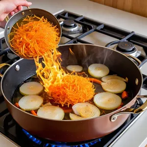 Рецепт Овощной бульон с корнем имбиря и кинзой - Обжарка овощей