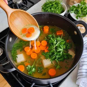 Рецепт Овощной бульон с корнем хрена и эстрагоном - Варка бульона