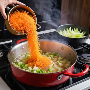 Рецепт Овощной бульон с корнем сельдерея и имбирём - Обжарка овощей