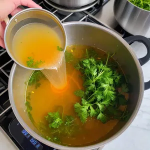 Рецепт Овощной бульон с корнем сельдерея и петрушкой - Процеживание и подача