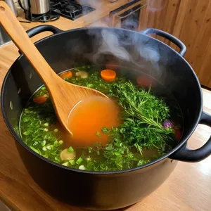 Рецепт Овощной бульон с корнем цикория и шалфеем - Варка бульона