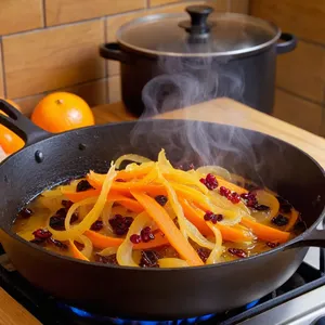 Рецепт Овощной плов с айвой и фисташками - Обжарка овощей и специй