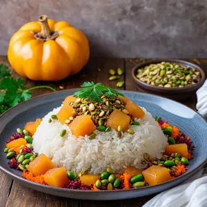 Рецепт Овощной плов с айвой и фисташками - Подача