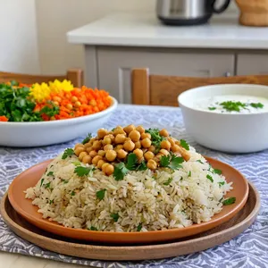 Рецепт Овощной плов с баклажанами и нутом - Подача плова