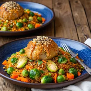 Рецепт Овощной плов с брюссельской капустой и кунжутом - Подача
