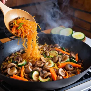 Рецепт Овощной плов с грибами и кабачками - Обжарка овощей и грибов
